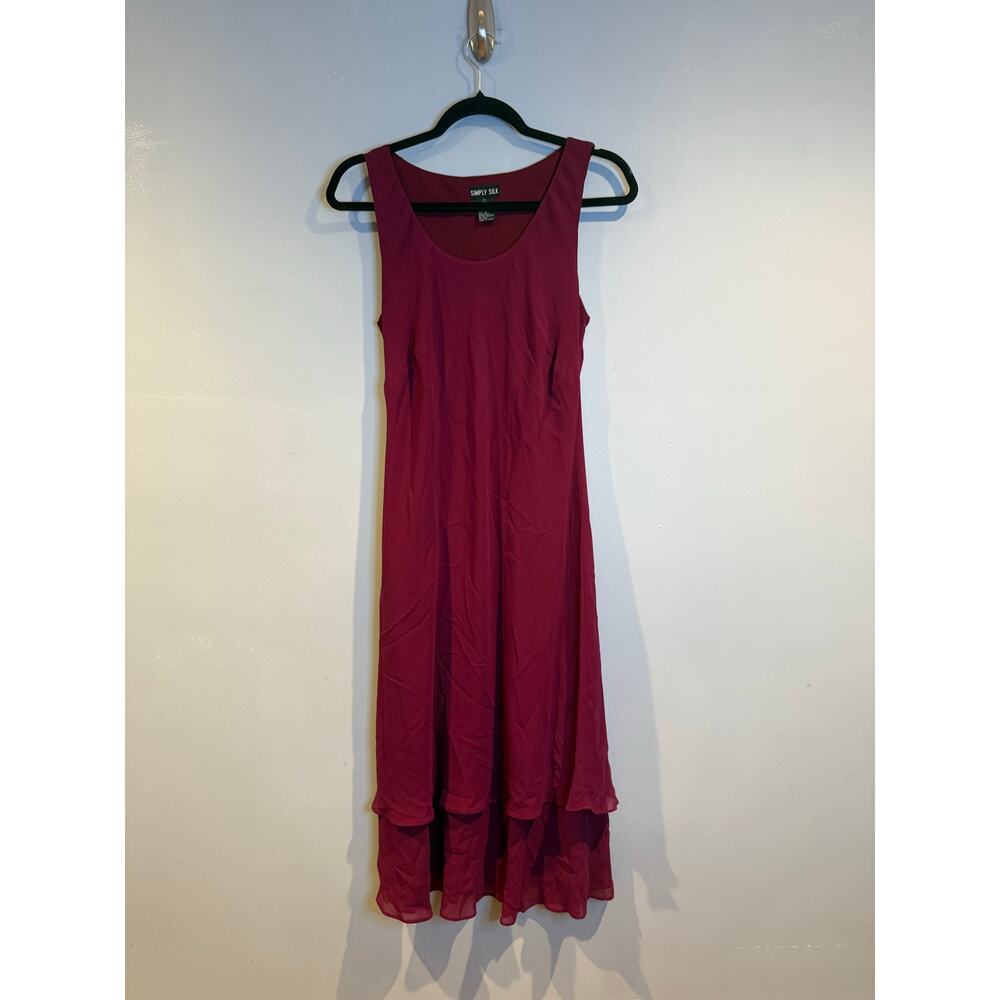 Simply Silk 100% Silk Sleeveless Layered Hem Dress Size L